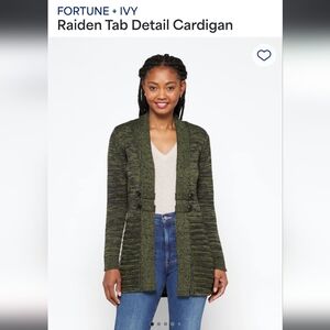 Green and black cardigan. Open front. Fortune + Ivy XS from StitchFix